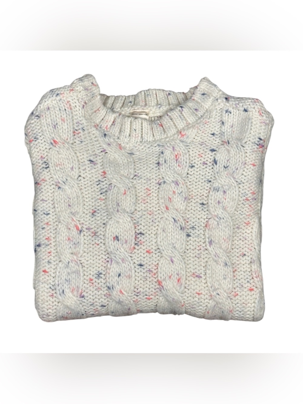 OshKosh B’gosh Girls Size 8 Cable Knit Sweater Cream Confetti Speckled Pullover